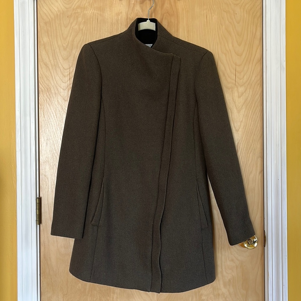 CALVIN KLEIN Premium Wool Blend Coat Espresso Brown Size 4